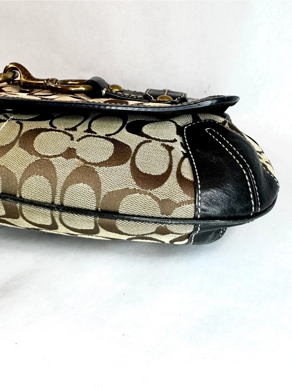 AUTHENTIC 2007 Y2K Coach Ergo Signature Belted Flap Shoulder Bag 11277 - Picture 9 of 16